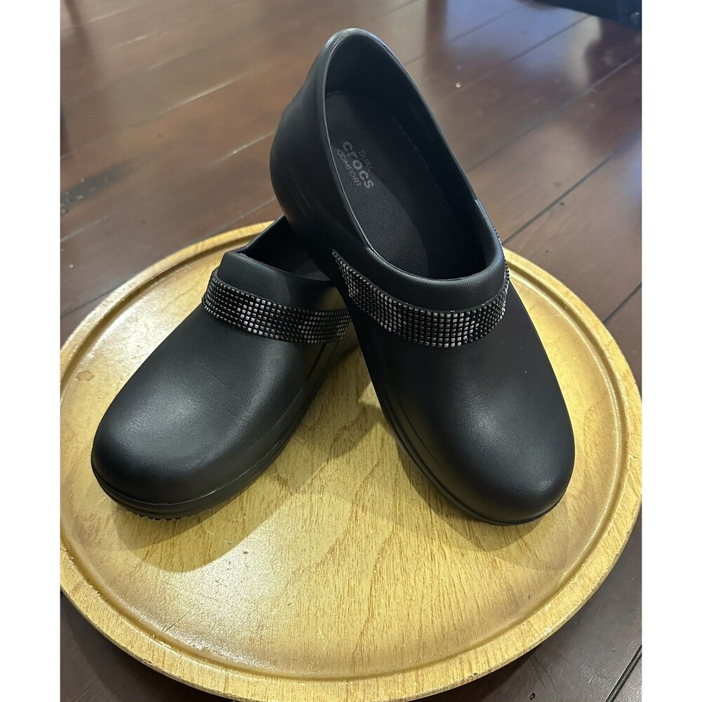 Crocs Neria Pro II Women Shoes Black 9 M Slip On Comfort Casual Beaded Clogs